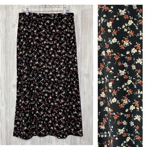 Christopher & Banks black floral maxi skirt